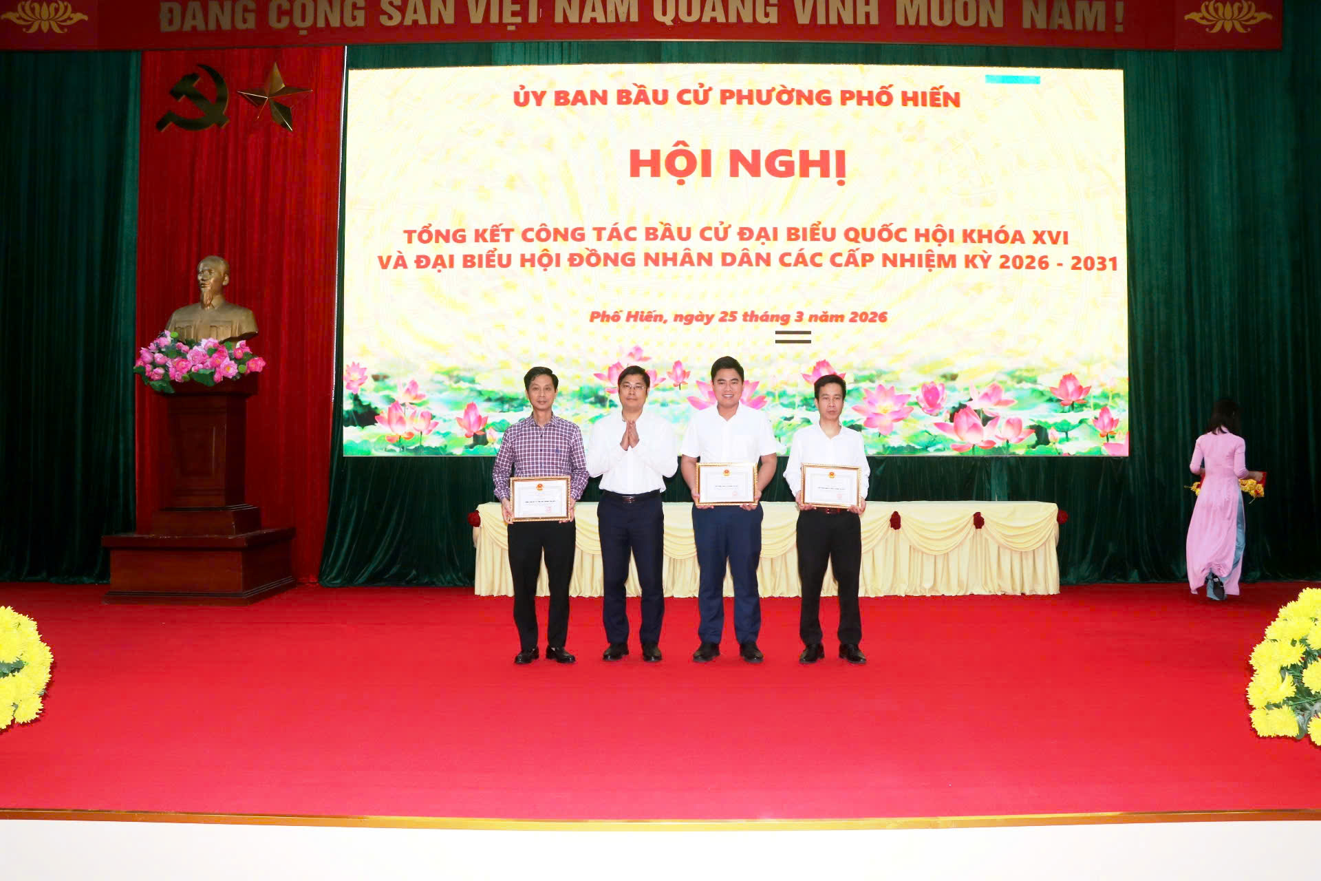 Phường Phố Hiến tổng kết công tác bầu cử đại biểu Quốc hội khóa XVI và đại biểu HĐND các cấp nhiệm kỳ 2026-2031