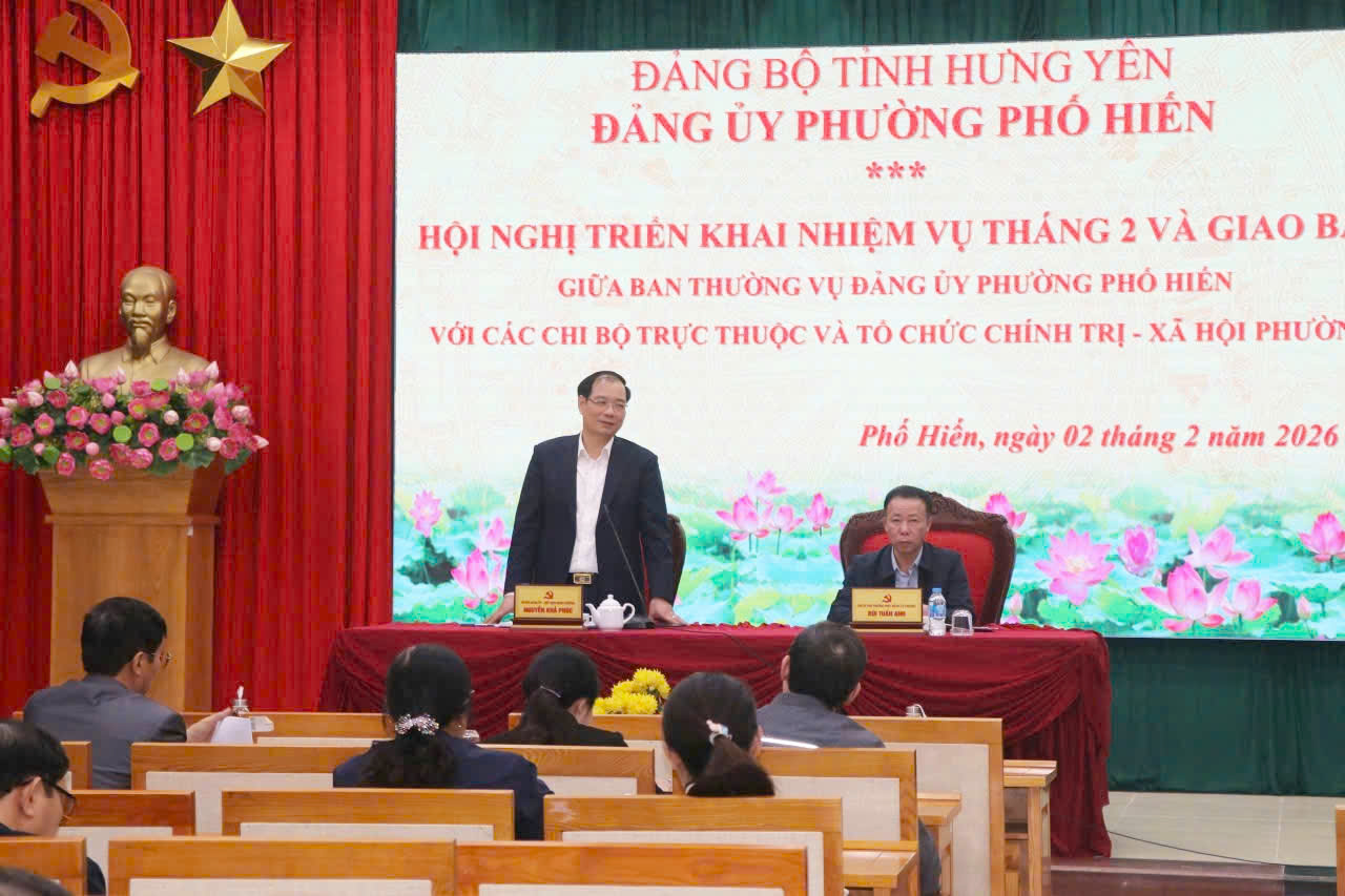 Đảng ủy phường Phố Hiến Triển khai nhiệm vụ tháng 2 và giao ban giữa Ban Thường vụ Đảng ủy phường với các chi bộ trực thuộc và tổ chức chính trị - xã hội phường